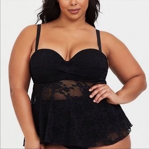 New size 0 Torrid black lace tankini / bikini